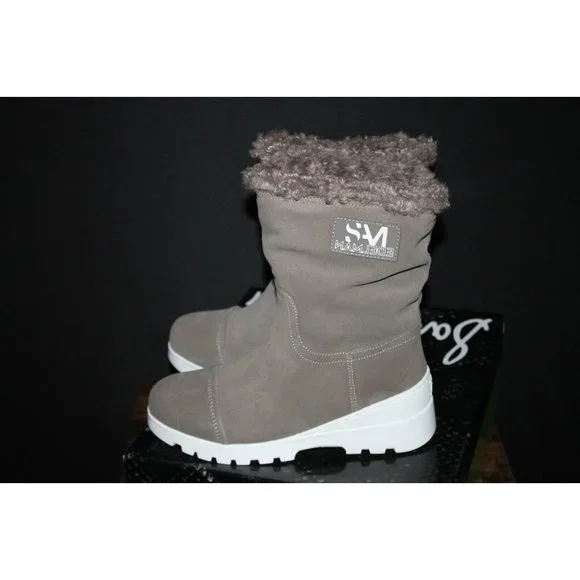 Sam Edelman Kaylie Flint Grey Velour Suede Shearling Women's Boots US 6 NEW - Picture 4 of 5